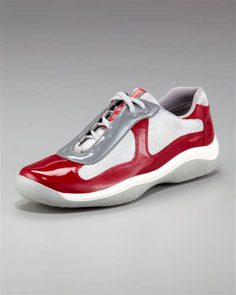 prada red patent shoes|black patent leather prada sneakers.